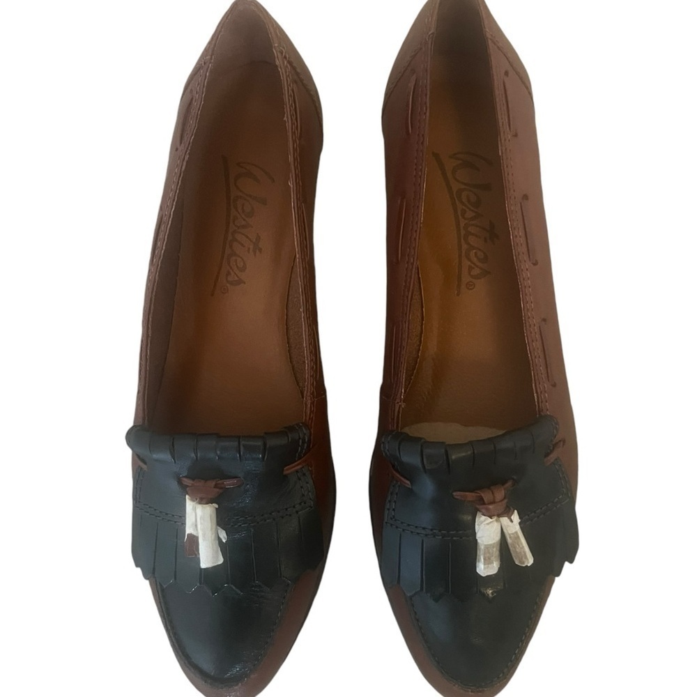 Westies Blaze 1 Black & Brown Slip On Tassle Women’s Leather Loafers Size 8.5M